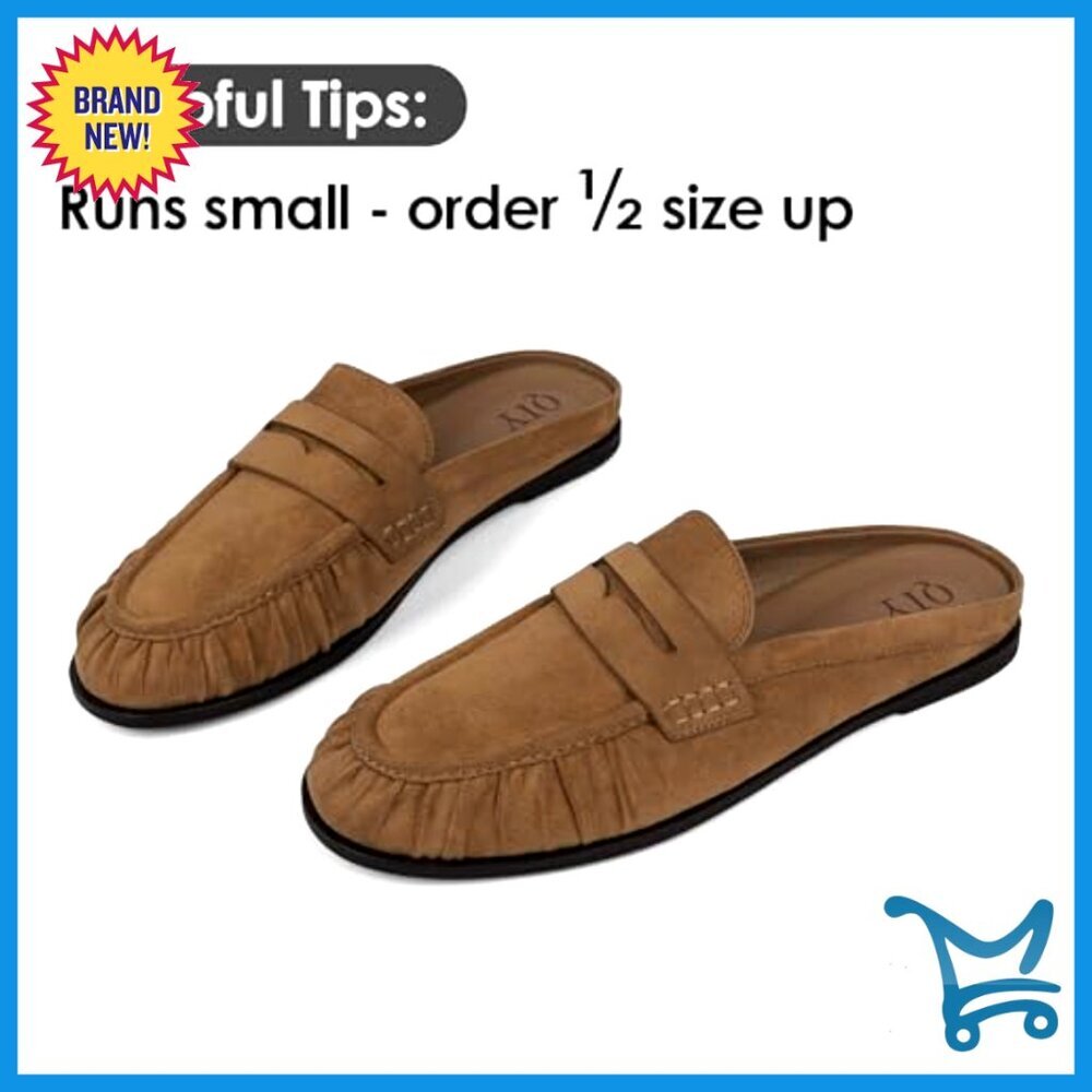 Comfortable Penny Loafers Mules Slip-On Backless Flats Office Casual Shoes - Picture 5 of 7